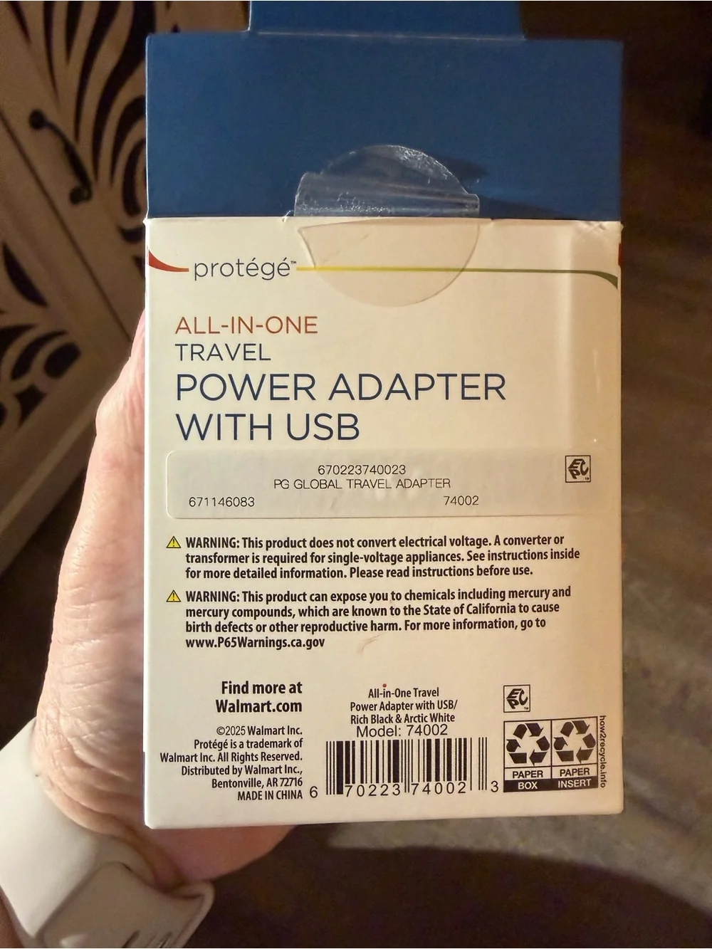 Protegé Black All‑in‑One Travel Power Adapter with USB-A and USB-C